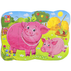 Магнитные пазлы "Свинка и поросенок", укр, 12 деталей, Vladi Toys