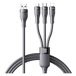 USB кабель Remax RC-C151 Bintrai, Type-C, Lightning, MicroUSB, 1.2 м., Чорний
