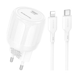 СЗУ Borofone BA92A Lustrous Apple iPhone SE 2022 / iPhone 14 Pro Max / iPhone 14 Plus / iPhone 14 Pro / iPhone 14 / iPhone 13 Pro / iPhone 13 Mini / iPhone 13 / iPhone 13 Pro Max / iPhone 12 Mini / iPhone 12 Pro Max, Lightning, З кабелем, Білий