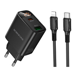 СЗУ Borofone BA96A Ilustre Apple iPhone SE 2022 / iPhone 14 Pro Max / iPhone 14 Plus / iPhone 14 Pro / iPhone 14 / iPhone 13 Pro / iPhone 13 Mini / iPhone 13 / iPhone 13 Pro Max / iPhone 12 Mini / iPhone 12 Pro Max, Lightning, З кабелем, Чорний