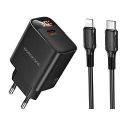 СЗУ Borofone BA97A Ilustre Apple iPhone SE 2022 / iPhone 14 Pro Max / iPhone 14 Plus / iPhone 14 Pro / iPhone 14 / iPhone 13 Pro / iPhone 13 Mini / iPhone 13 / iPhone 13 Pro Max / iPhone 12 Mini / iPhone 12 Pro Max, Lightning, З кабелем, Чорний