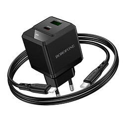 СЗУ Borofone BN19 Intenso Apple iPhone SE 2022 / iPhone 14 Pro Max / iPhone 14 Plus / iPhone 14 Pro / iPhone 14 / iPhone 13 Pro / iPhone 13 Mini / iPhone 13 / iPhone 13 Pro Max / iPhone 12 Mini / iPhone 12 Pro Max, С кабелем, Lightning, Черный