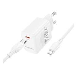 СЗУ Borofone BN26 Fuente Apple iPhone SE 2022 / iPhone 14 Pro Max / iPhone 14 Plus / iPhone 14 Pro / iPhone 14 / iPhone 13 Pro / iPhone 13 Mini / iPhone 13 / iPhone 13 Pro Max / iPhone 12 Mini / iPhone 12 Pro Max, Lightning, З кабелем, Білий