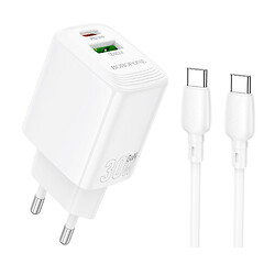 СЗУ Borofone BN29 Fuente, З кабелем, Type-C, Білий