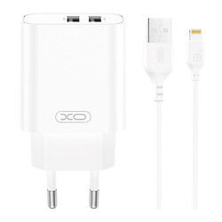 СЗУ XO CE34 Apple iPhone SE 2022 / iPhone 14 Pro Max / iPhone 14 Plus / iPhone 14 Pro / iPhone 14 / iPhone 13 Pro / iPhone 13 Mini / iPhone 13 / iPhone 13 Pro Max / iPhone 12 Mini / iPhone 12 Pro Max / iPhone 12 Pro, Lightning, З кабелем, Білий