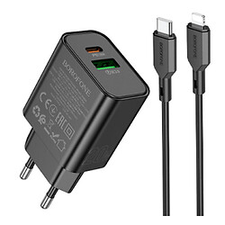СЗУ Borofone BA88A Apple iPhone SE 2022 / iPhone 14 Pro Max / iPhone 14 Plus / iPhone 14 Pro / iPhone 14 / iPhone 13 Pro / iPhone 13 Mini / iPhone 13 / iPhone 13 Pro Max / iPhone 12 Mini / iPhone 12 Pro Max / iPhone 12 Pro, С кабелем, Lightning, Черный