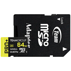 Карта памяти Team Pro+ MicroSDXC UHS-I/U3, 64 Гб.