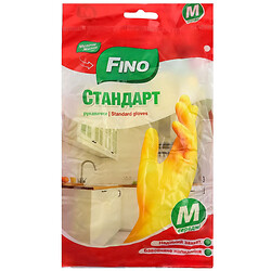 Перчатки хозяйственные латексные FINO Стандарт р.M 1 пара, Желтый