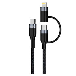 USB кабель WUW X194 Apple iPhone SE 2022 / iPhone 14 Pro Max / iPhone 14 Plus / iPhone 14 Pro / iPhone 14 / iPhone 13 Pro / iPhone 13 Mini / iPhone 13 / iPhone 13 Pro Max / iPhone 12 Mini / iPhone 12 Pro Max, Lightning, Type-C, 1.0 м., Черный