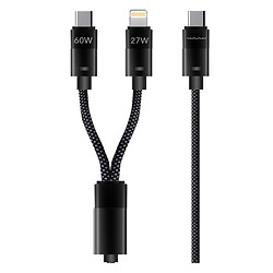 USB кабель WUW X220 Apple iPhone SE 2022 / iPhone 14 Pro Max / iPhone 14 Plus / iPhone 14 Pro / iPhone 14 / iPhone 13 Pro / iPhone 13 Mini / iPhone 13 / iPhone 13 Pro Max / iPhone 12 Mini / iPhone 12 Pro Max, Lightning, Type-C, 1.2 м., Черный