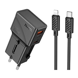 СЗУ Hoco AC24 Mini Apple iPhone SE 2022 / iPhone 14 Pro Max / iPhone 14 Plus / iPhone 14 Pro / iPhone 14 / iPhone 13 Pro / iPhone 13 Mini / iPhone 13 / iPhone 13 Pro Max / iPhone 12 Mini / iPhone 12 Pro Max / iPhone 12 Pro, Lightning, З кабелем, Чорний