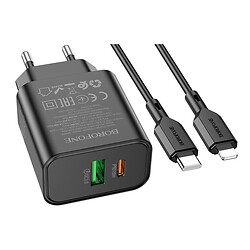 СЗУ Borofone A88A Apple iPhone SE 2022 / iPhone 14 Pro Max / iPhone 14 Plus / iPhone 14 Pro / iPhone 14 / iPhone 13 Pro / iPhone 13 Mini / iPhone 13 / iPhone 13 Pro Max / iPhone 12 Mini / iPhone 12 Pro Max / iPhone 12 Pro, С кабелем, Lightning, Черный