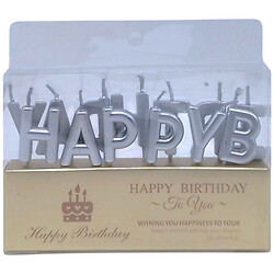 Свічки для торта "Happy Birthday", срібло, Mic