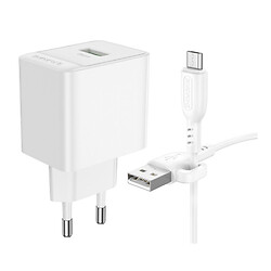СЗУ Borofone BAS12A Erudite, С кабелем, MicroUSB, Белый