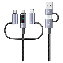 USB-кабель Usams US-SJ713 Apple iPhone SE 2022 / iPhone 14 Pro Max / iPhone 14 Plus / iPhone 14 Pro / iPhone 14 / iPhone 13 Pro / iPhone 13 Mini / iPhone 13 / iPhone 13 Pro Max / iPhone 12 Mini, Lightning, Type-C, MicroUSB, 1.2 м., Сірий