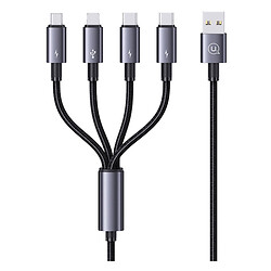 USB кабель US-SJ739 Apple iPhone SE 2022 / iPhone 14 Pro Max / iPhone 14 Plus / iPhone 14 Pro / iPhone 14 / iPhone 13 Pro / iPhone 13 Mini / iPhone 13 / iPhone 13 Pro Max / iPhone 12 Mini, Lightning, Type-C, MicroUSB, 1.2 м., Сірий
