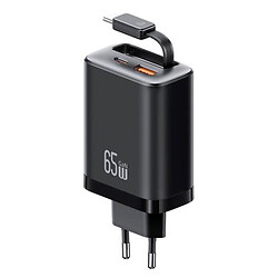 СЗУ Usams CC299 Retractable Xiang, С кабелем, Type-C, Черный
