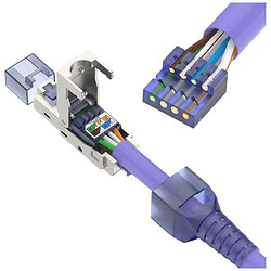 RJ45 коннектор "папа" 40Gbps Cat8 для монтажа без обжима. MRC8-N1-BK
