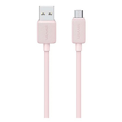 USB-кабель Usams US-SJ690 Striped KY, MicroUSB, 1.0 м., Рожевий