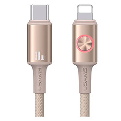 USB кабель US-SJ753 Huan Apple iPhone SE 2022 / iPhone 14 Pro Max / iPhone 14 Plus / iPhone 14 Pro / iPhone 14 / iPhone 13 Pro / iPhone 13 Mini / iPhone 13 / iPhone 13 Pro Max / iPhone 12 Mini / iPhone 12 Pro Max, Lightning, 1,2 м., Золотий
