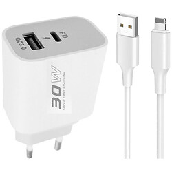 СЗУ Konfulon C89Q Apple iPhone SE 2022 / iPhone 14 Pro Max / iPhone 14 Plus / iPhone 14 Pro / iPhone 14 / iPhone 13 Pro / iPhone 13 Mini / iPhone 13 / iPhone 13 Pro Max / iPhone 12 Mini / iPhone 12 Pro Max / iPhone 12 Pro, З кабелем, Lightning, Білий