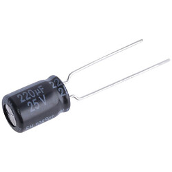 Конденсатор електролітичний вивідний 220uF 25V 6x11mm 105°C Chongx