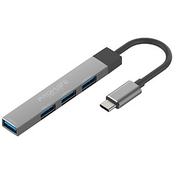 USB Hub Promate LiteHub-4, Сірий