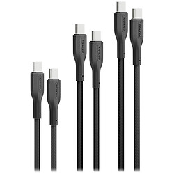 Комплект кабелів Promate cablekit-cc, Type-C, 0.3 м., 1.2 м., 2.0 м., Чорний