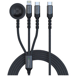 Кабель Promate icharge-trio Apple iPhone SE 2022 / iPhone 14 Pro Max / iPhone 14 Plus / iPhone 14 Pro / iPhone 14 / iPhone 13 Pro / iPhone 13 Mini / iPhone 13 / iPhone 13 Pro Max / iPhone 12 Mini / iPhone 12 Pro Max, Lightning, 1.5 м., Чорний