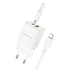 СЗУ Borofone BN14 Royal Apple iPhone SE 2022 / iPhone 14 Pro Max / iPhone 14 Plus / iPhone 14 Pro / iPhone 14 / iPhone 13 Pro / iPhone 13 Mini / iPhone 13 / iPhone 13 Pro Max / iPhone 12 Mini / iPhone 12 Pro Max, Lightning, З кабелем, Білий