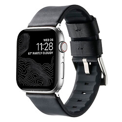 Ремешок Apple Watch 42 / Watch 44, Leather Silicone, Black Silver, Черный