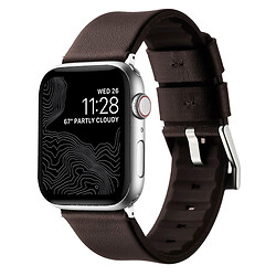 Ремешок Apple Watch 42 / Watch 44, Leather Silicone, Coffee Silver, Коричневый