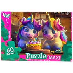 MAXI PUZZLE 60 "ЕДИНОРОГИ С ТОРТОМ", Danko Toys