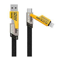 USB кабель WUW X207 Apple iPhone SE 2022 / iPhone 14 Pro Max / iPhone 14 Plus / iPhone 14 Pro / iPhone 14 / iPhone 13 Pro / iPhone 13 Mini / iPhone 13 / iPhone 13 Pro Max / iPhone 12 Mini / iPhone 12 Pro Max, Lightning, Type-C, 1.0 м., Сірий