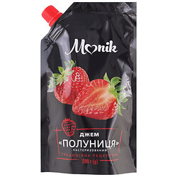 Джем пастеризованный Monik "Клубника", дой-пак 200 г