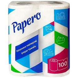 Набір рушників паперових "Papero", білі, 2 шари, 2 шт/уп.