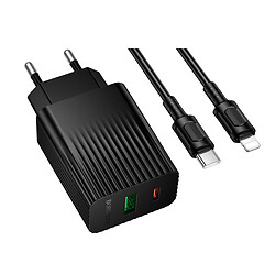 СЗУ Borofone BAS76A Source Apple iPhone SE 2022 / iPhone 14 Pro Max / iPhone 14 Plus / iPhone 14 Pro / iPhone 14 / iPhone 13 Pro / iPhone 13 Mini / iPhone 13 / iPhone 13 Pro Max / iPhone 12 Mini / iPhone 12 Pro Max, З кабелем, Lightning, Чорний
