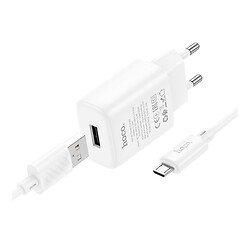 СЗУ Hoco C134A Solid, З кабелем, MicroUSB, Білий