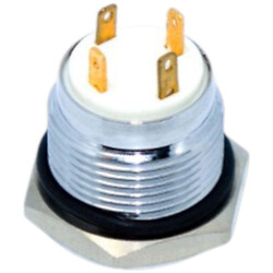 Кнопка антивандальная без фиксации, черная, синяя подсветка 12V, GQ16F-10EM/A