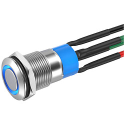 Кнопка антивандальная с фиксацией, с зеленой подсветкой 12V, GQ12H2-10EL-S
