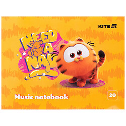 Зошит для нот А5 "Garfield", 20 аркушів, Kite