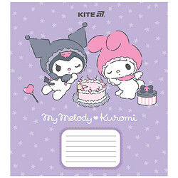 Зошит шкiльний коса лінія серія "Kuromi", 12 аркушів, Kite