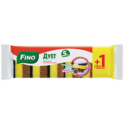 Набор губок кухонных двухслойных FINO "Дуэт", 5+1 шт/уп