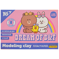 Пластилин для лепки детский "Line Friends", 8 цветов, 160 г, Yes