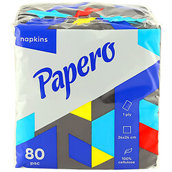 Салфетки бумажные Papero черные, 1 слой, 24х24 см, 80 шт/пач