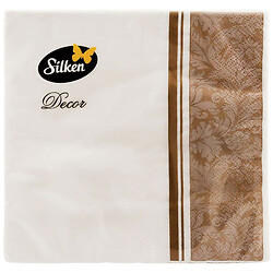 Салфетки бумажные Silken "Дамаск", 3 слоя, 33х33 см, 18 шт/пач