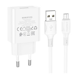 СЗУ Borofone BA74A Aspirer, С кабелем, MicroUSB, Белый