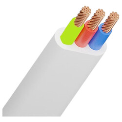 Дріт плоский 3x2.5mm2 одножильний у білій оболонці 14AWG (PVC, 2xD1.78mm) червоний/зелений/синій