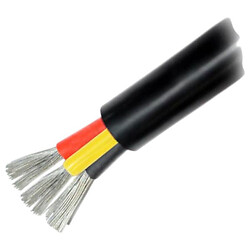 Силиконовый провод 3-жильный в черной оболочке 19AWG (0.75mm2 30/0.18/TS) черный/красный/желтый