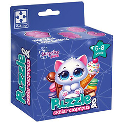 Игра развивающая пазлы с сюрпризом "Белый котенок", укр, Vladi Toys
